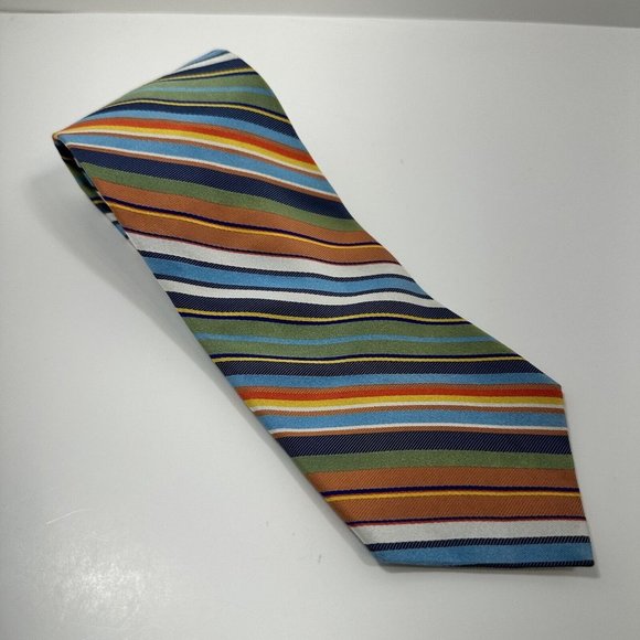 TOMMY HILFIGER Vintage Striped Men's 100% Silk Neck Tie Made In USA - Picture 1 of 8